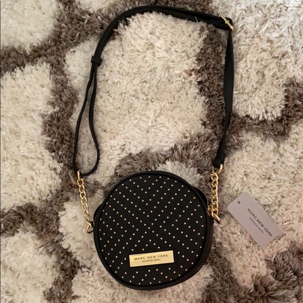 Marc New York Black Leather Gold Detail Circle Bag